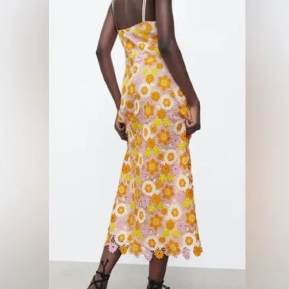 🌴🌺🌴  ZARA crochet floral  dress size S 🌴🌺🌴 - Picture 2 of 9